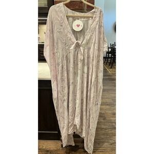 Buddy love Mamie Pink Marbled Kaftan S/M Maxi Dress Chic Resort Boho